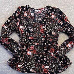 Maurices Black Floral Blouse